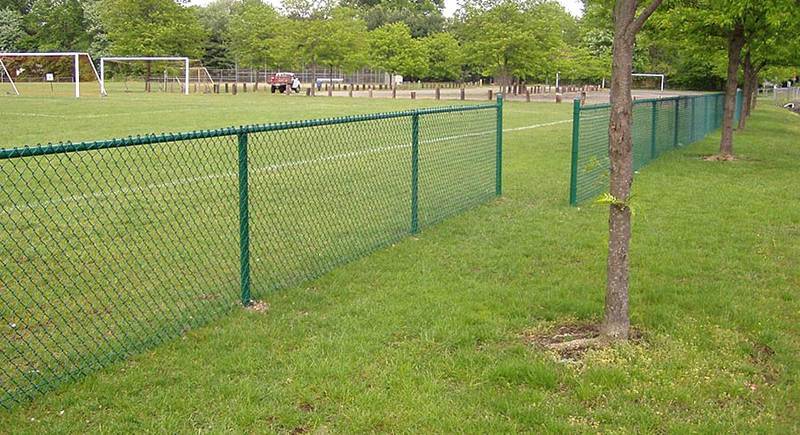 Green Vinyl-coated Chain Link Fence Protecting & Decorating