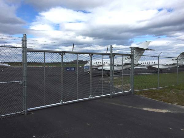 The aluminum coated chain link fencing is installed surround the airport.