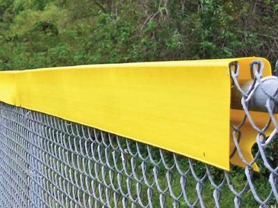 Yellow chain link fence D-shaped topper.