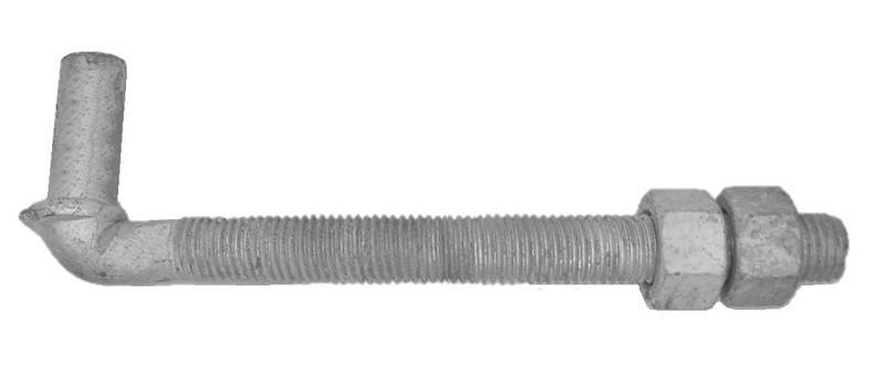 Galvanized J-bolt gate hinge for wood post.