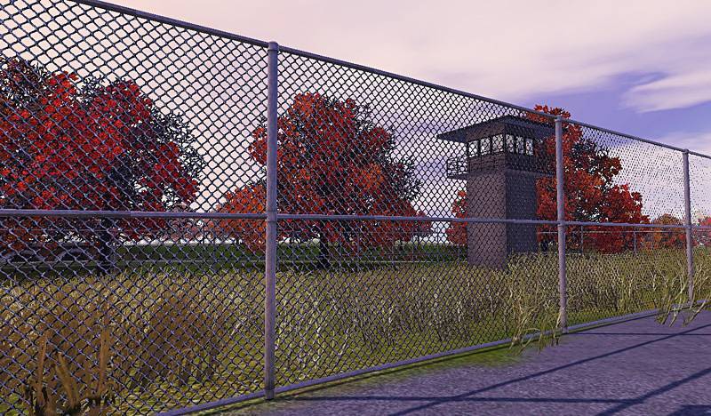 High security galvanized chain link fence for a prison.
