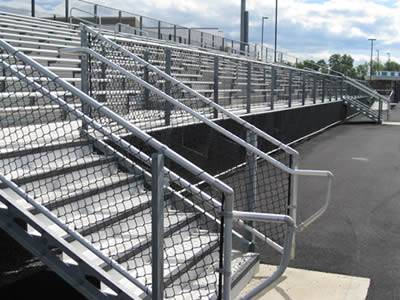 Viewing platform with chain link protection fence and chain link railing.