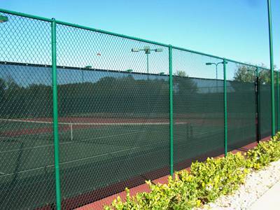 Tennis court green coating chain link fence.